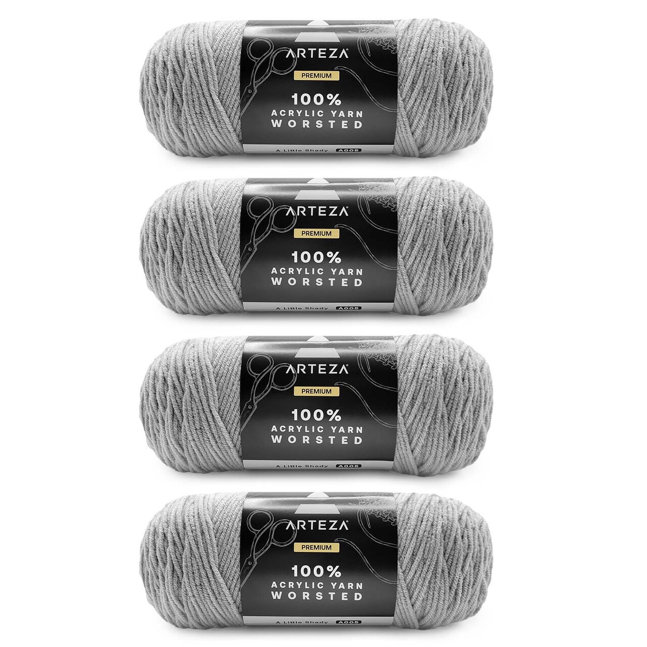 Arteza 100% Worsted Acrylic Yarn 4-Pack, A little Shady